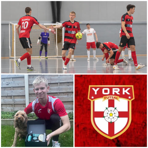 Image of York Futsal players and logo