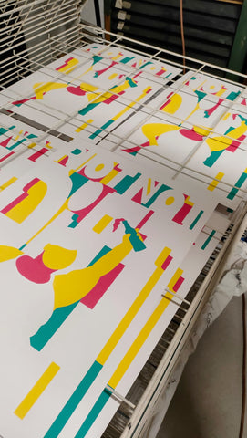 POSTER ART: Riot not Diet - Silkscreen print - Manufacturing process, photo