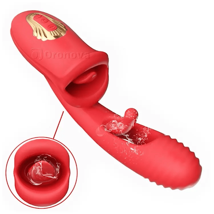 Flapping G Spot Vibrator with Vibrating & Kissing Tongue - Oronovacouk product image