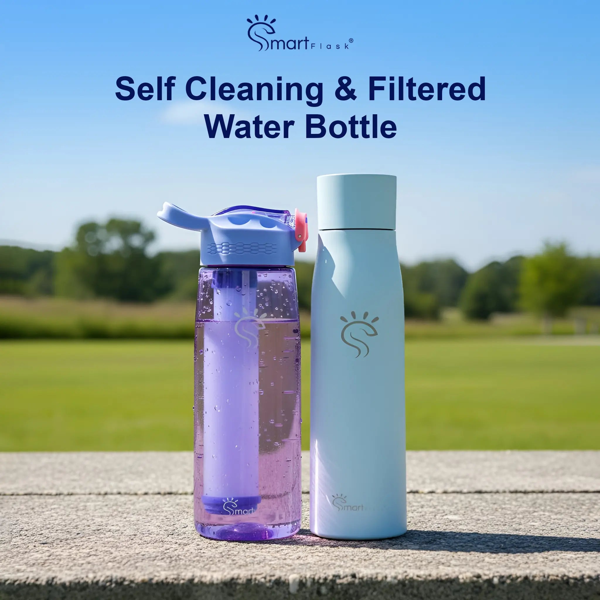 self cleaning & filtered water bottle