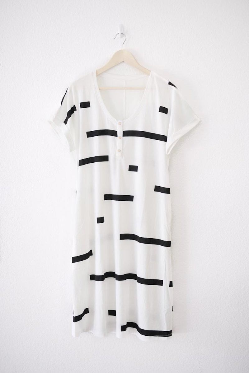 short sleeved black and white dress ethical