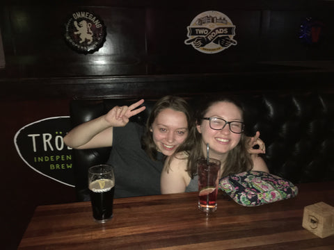 Gina and Maria in a bar
