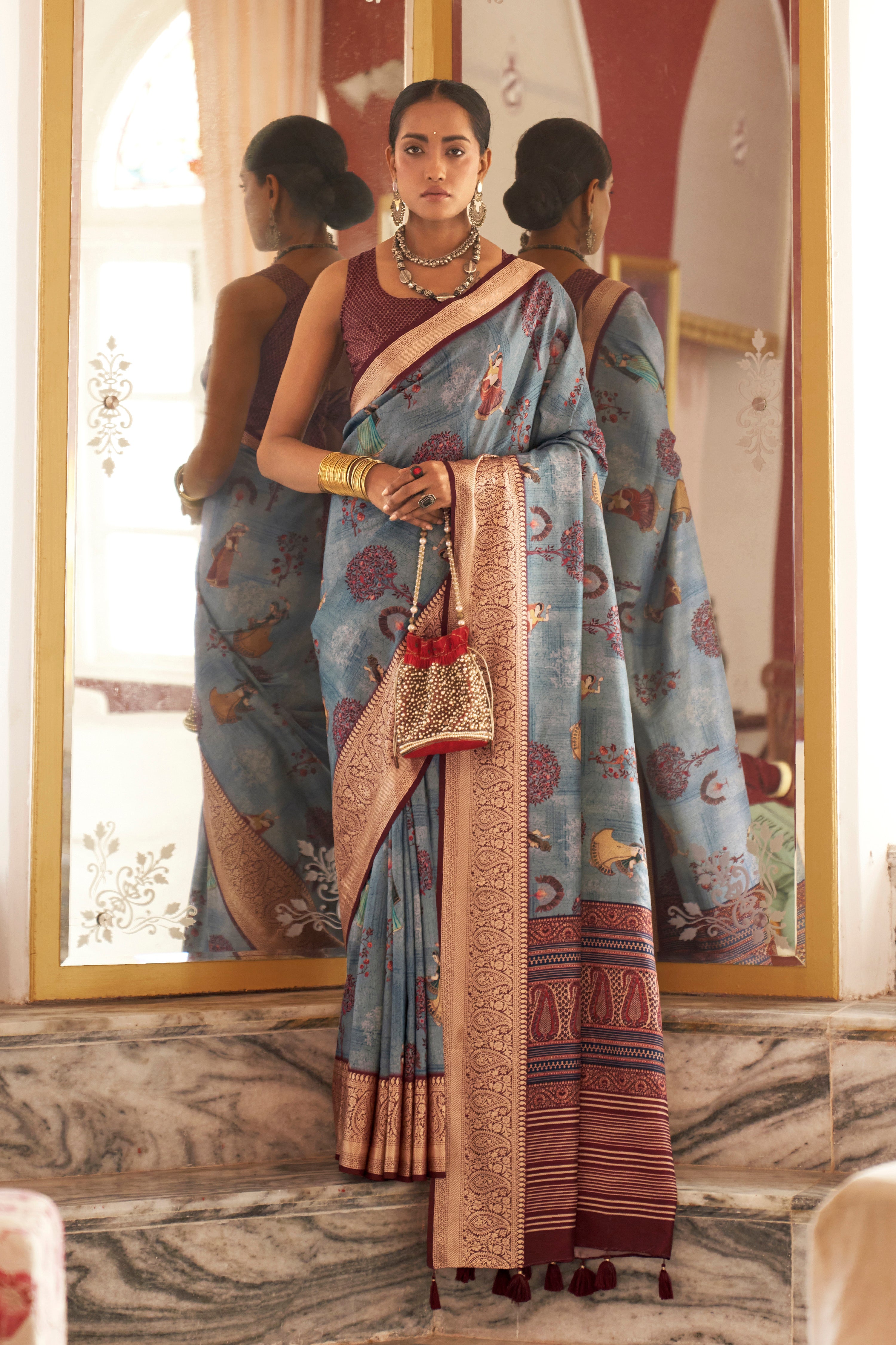 Hand kalamkari on pure zari border tussar sarees