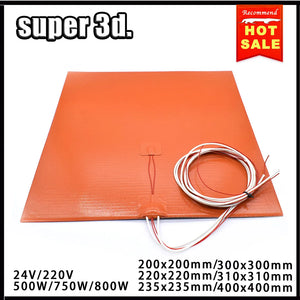 Silicone Heated Bed Heating Pad Waterproof 220/300/310/235/400MM 24V/220V for 3D Printer Ender3 cr10 Parts Hot Bed Free Shipping - MaliksPrice - Heated Bed Pad