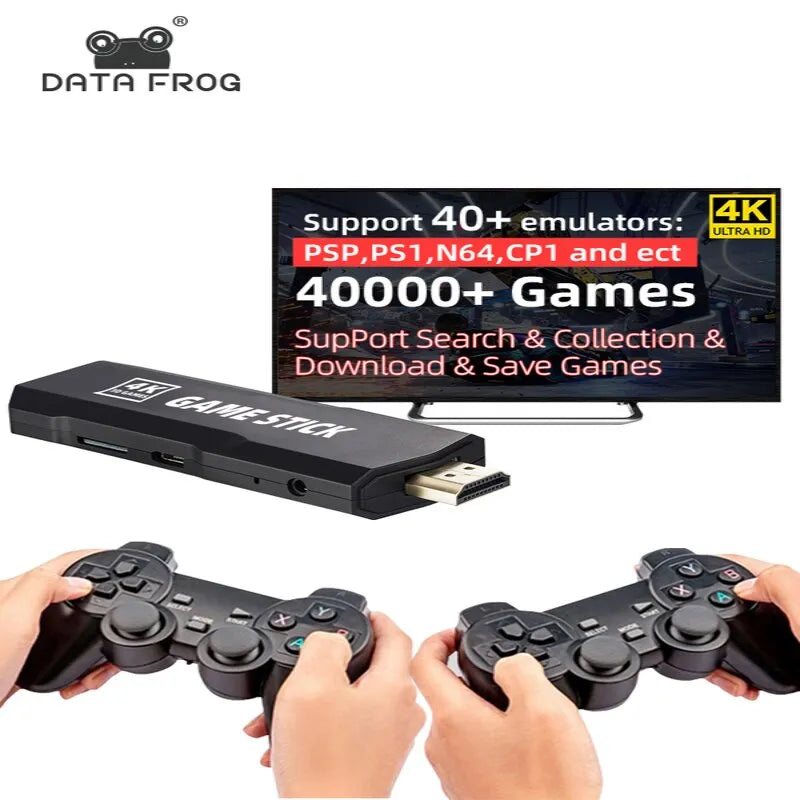 DATA FROG GD10 Game Stick 4K HD Video Game Console Double Wireless 2.4G Controller Retro Console 128G 40000 Games For TV GBA Boy