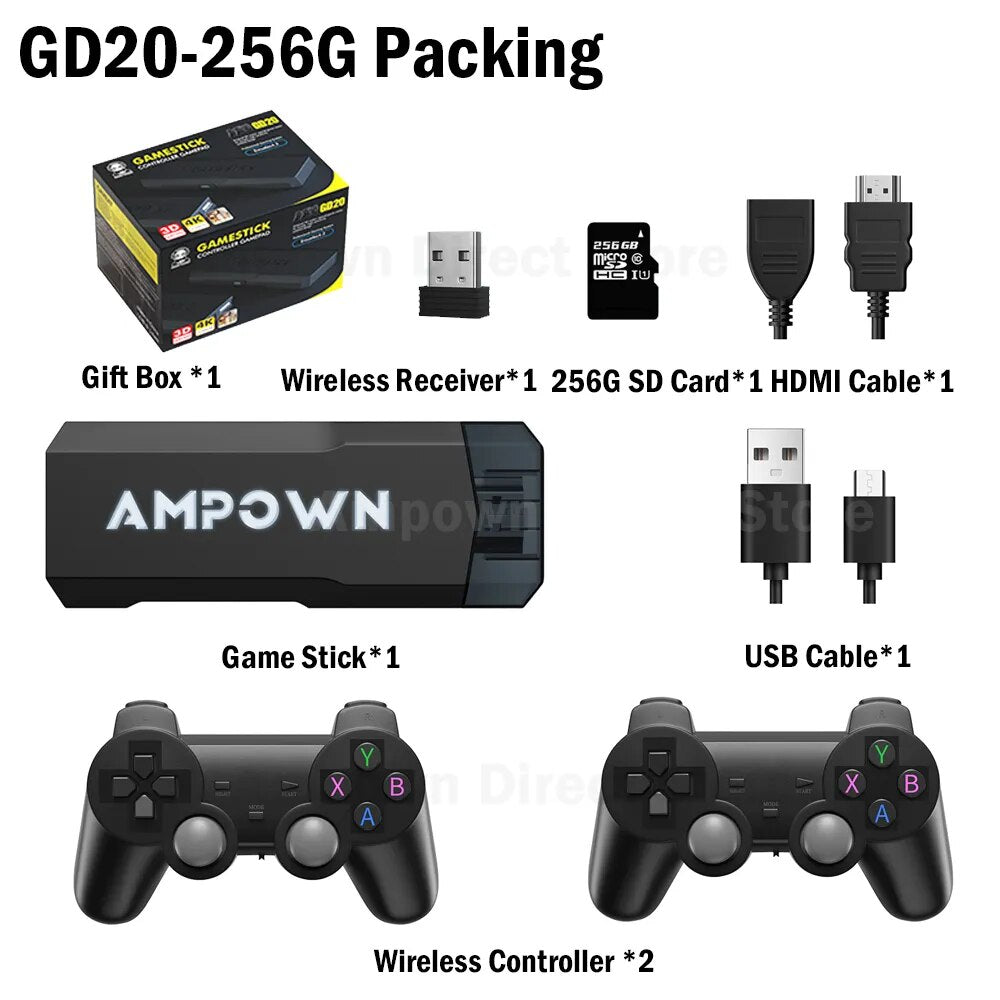 Ampown GD20 4K Game Stick Video Game Console 2.4G Wireless Controller CPU Aigame 905M Emuelec4.3 Support Retro 40K+ Games GD 20 - Image 9