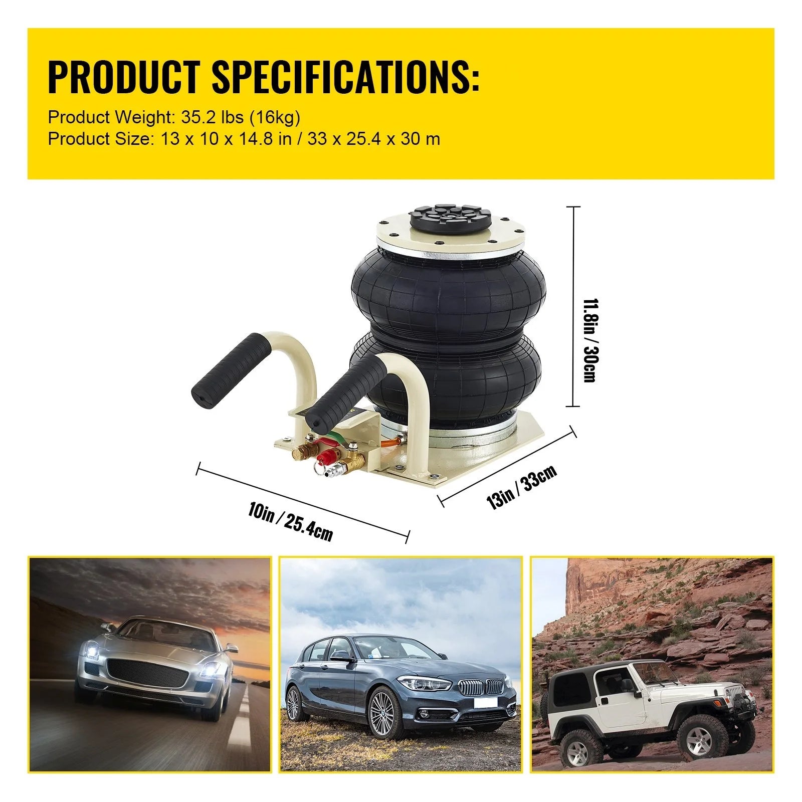 Pneumatic Jack 2 Ton/4400 LBS Air Bag Jack Triple Bag Air Jack for Vehicle Extremely Fast Lifting Action - Image 6