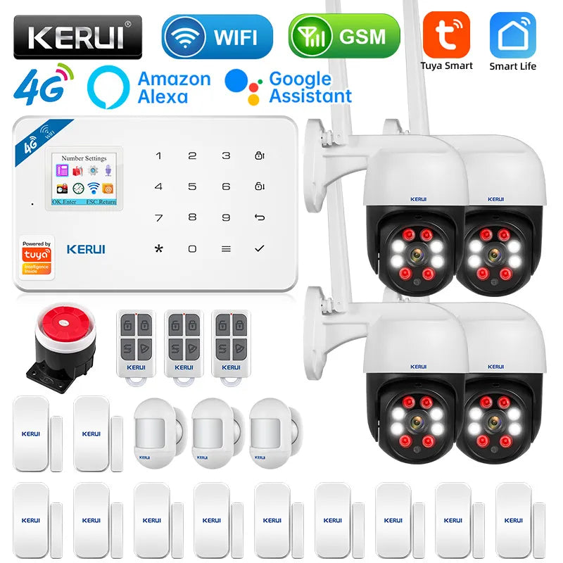 KERUI W184 4G/WIFI Alarm System Wireless Home Security Control KIT GSM Alarm Panel Smart Home Devices Window/Door Sensor