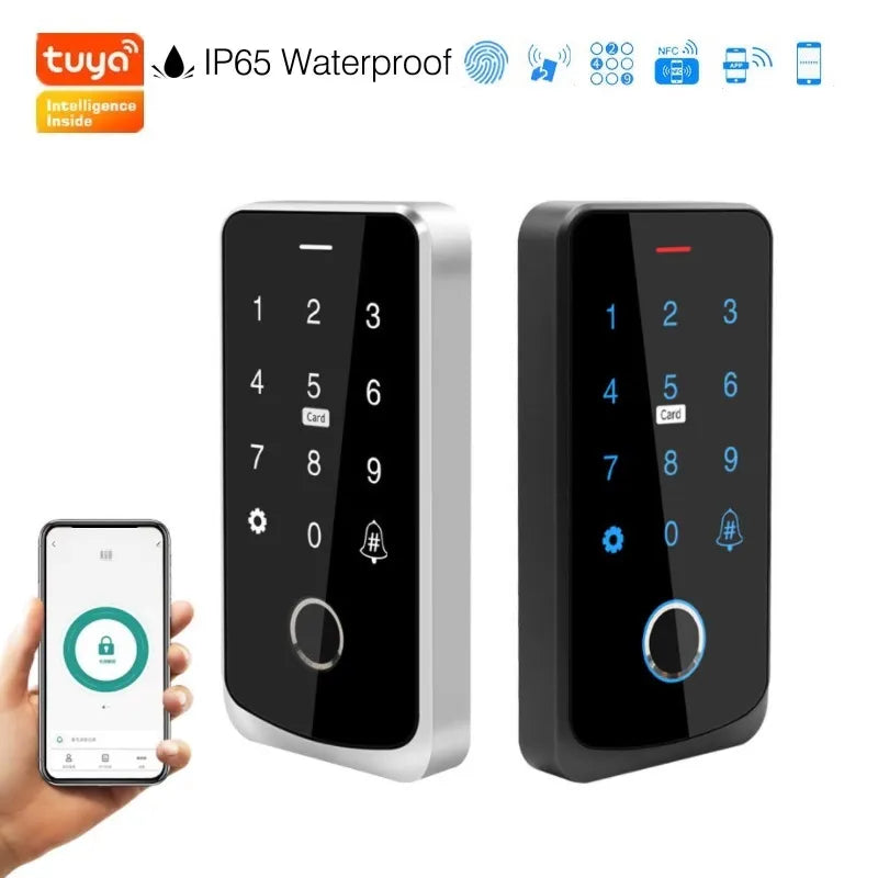 Tuya Smart Door Access Control System IP65 Waterproof Biometrics Fingerprint RFID Card NFC APP Passsword Unlock Electronic Lock