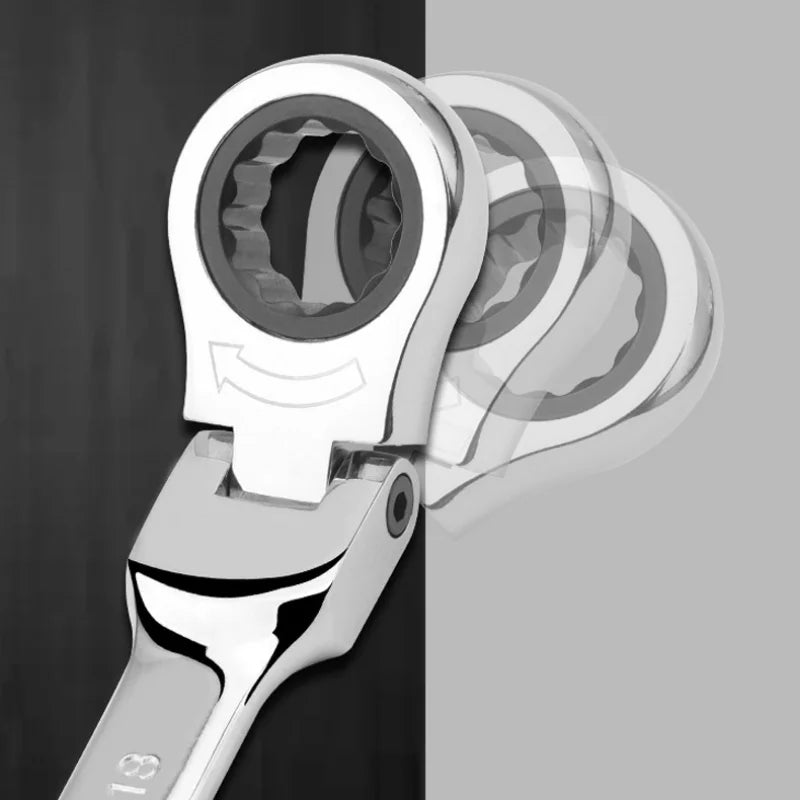 Ratcheting Wrench Set Metric and Standard 12-Point Box End Combination Spanner Gear Wrench Garage Tool Set,CR-V Full Polished