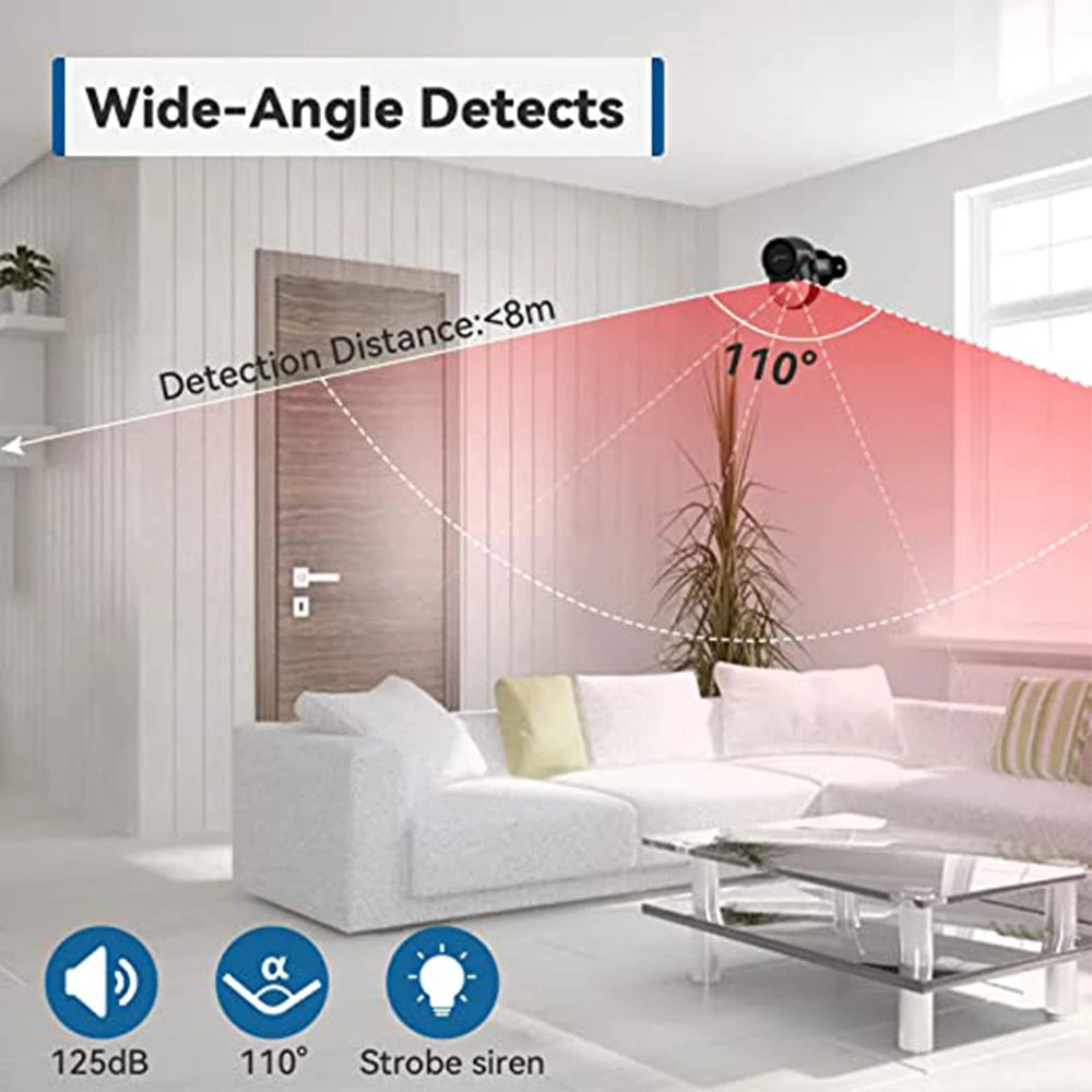 CPVAN Motion Sensor Alarm with Remote Control, Indoor Wireless Infrared Security Motion Detector with Siren (3*AA Batteries) - Image 3