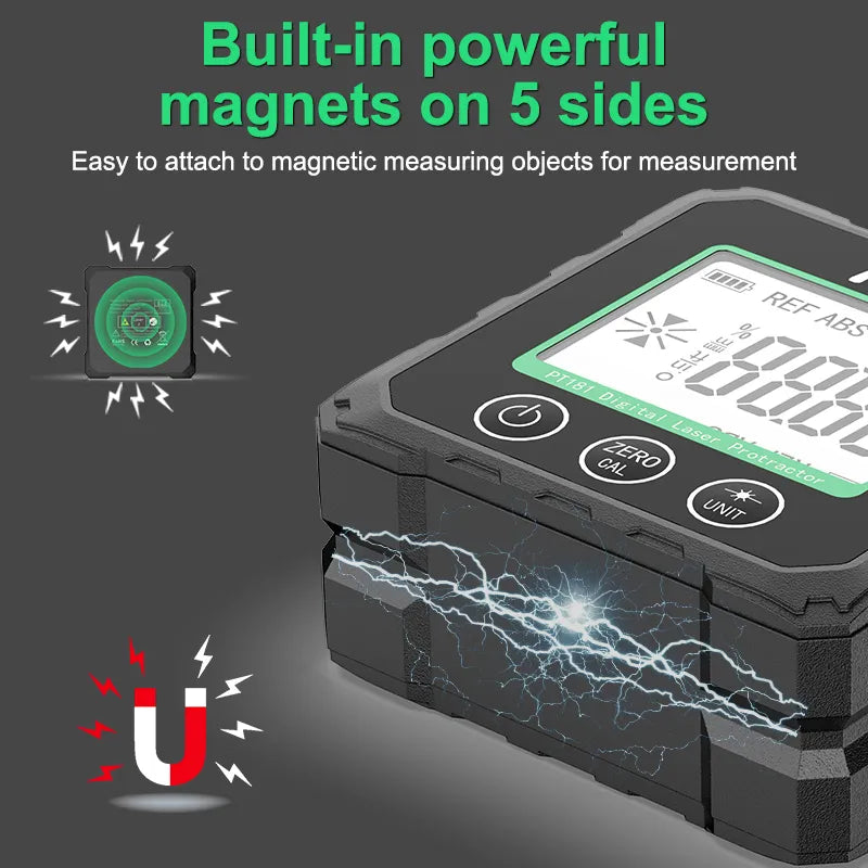 R&D PT180 PT181 Laser  Digital Protractor Angle Measure Inclinometer 3 in 1 Laser Level Box Type-C Charging Angle meter for home - Image 3