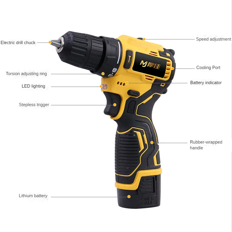 18V Brushless Electric Impact Wrench Drill 3000rpm Cordless Driller Driver Screwdriver Li-ion Battery Electric Power Drill Tools - Image 4