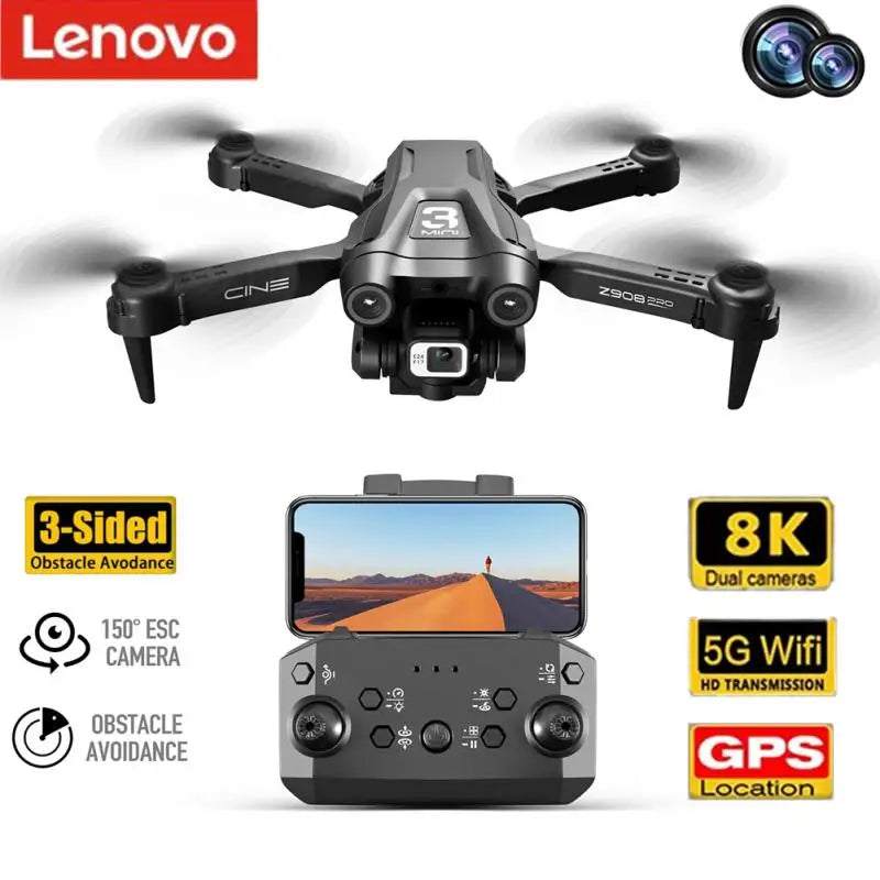 Lenovo Z908 8K HD Dual Camera GPS 5KM Professional Drone WIFI FPV Obstacle Avoidance Brushless Four-Axis Folding Rc Quadcopter