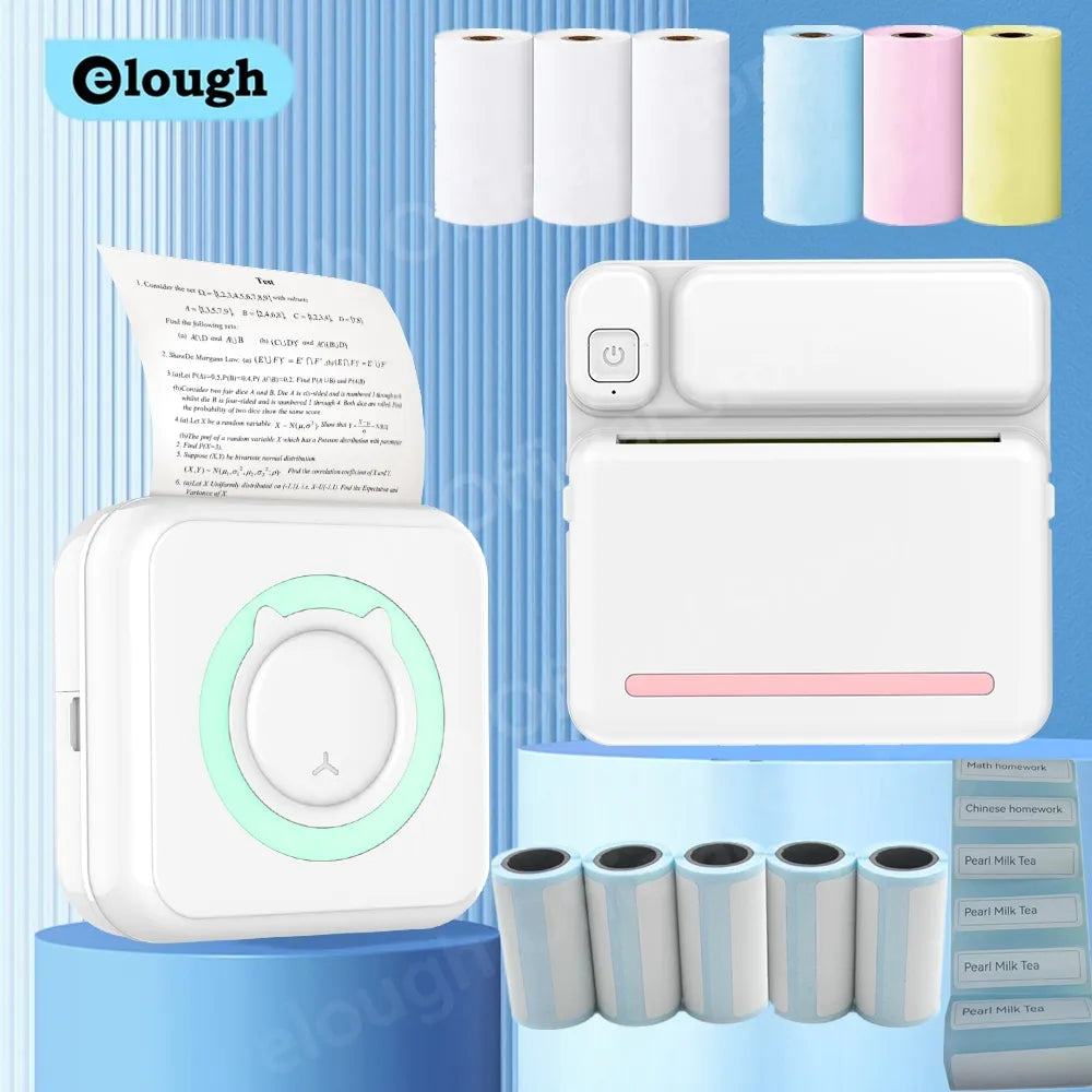 Elough Portable Mini Printer Thermal Adhesive Labels Printer Inkless Bluetooth Sticker Mini impresora portatil Android IOS 57MM