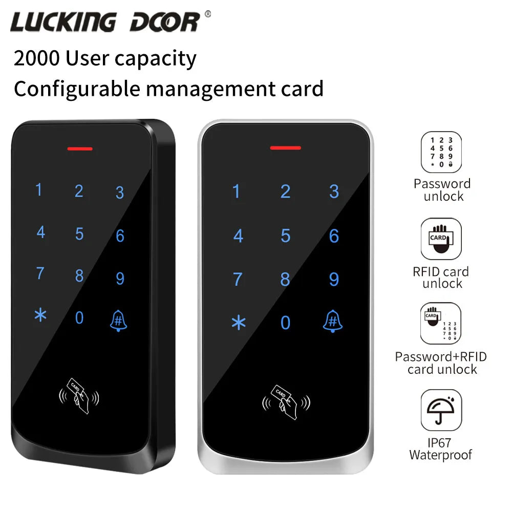 2000Users Access Control System IP67 Waterproof RFID EM Door Lock Opener Keypad Backlight Touch Screen Wiegand 26 34 Card Reader
