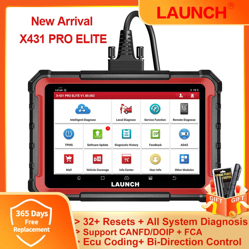 2023 New LAUNCH X431 PRO ELITE All System Diagnostic Tools CANFD DOIP Protocol Ecu Coding 31+ Reset Active Test OBD2 Scanner