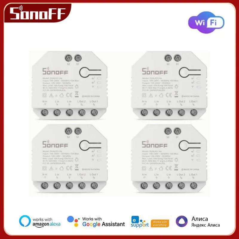 SONOFF DUAL R3/DUAL R3 WiFi MINI Switch With Power Metering 2 Gang Dual Relay Module Remote Control Works With Alexa Google Home