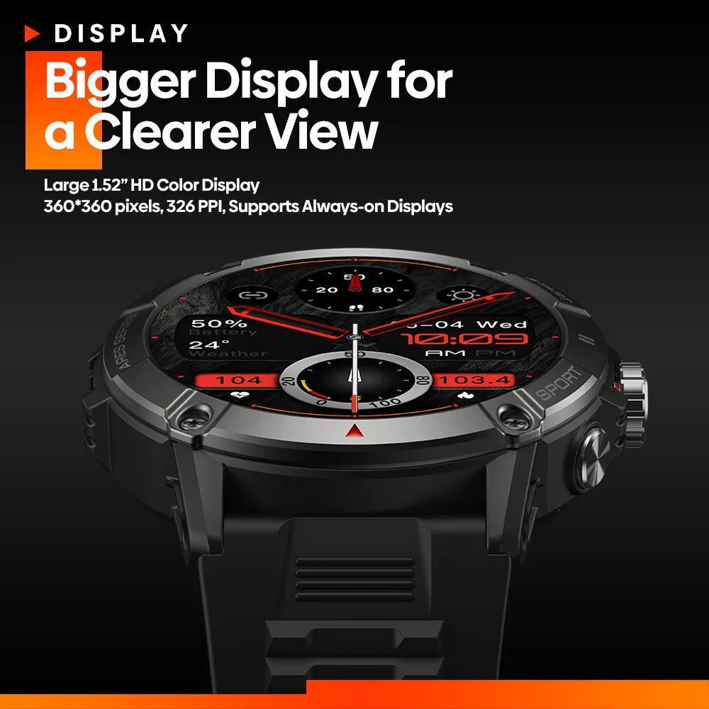 Zeblaze Ares 3 Smart Watch Large 1.52 Inch IPS Display Voice Calling 100+ Sport Modes 24H Health Monitor Smartwatch - Image 3