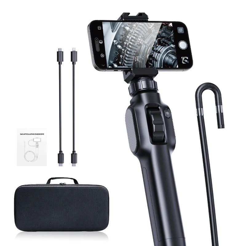 KERUI 8mm 2MP Industrial Endoscope Camera 360 Degree Rotation Cars Inspection Camera with 8 LED Lights Borescope for Android/IOS - Image 7