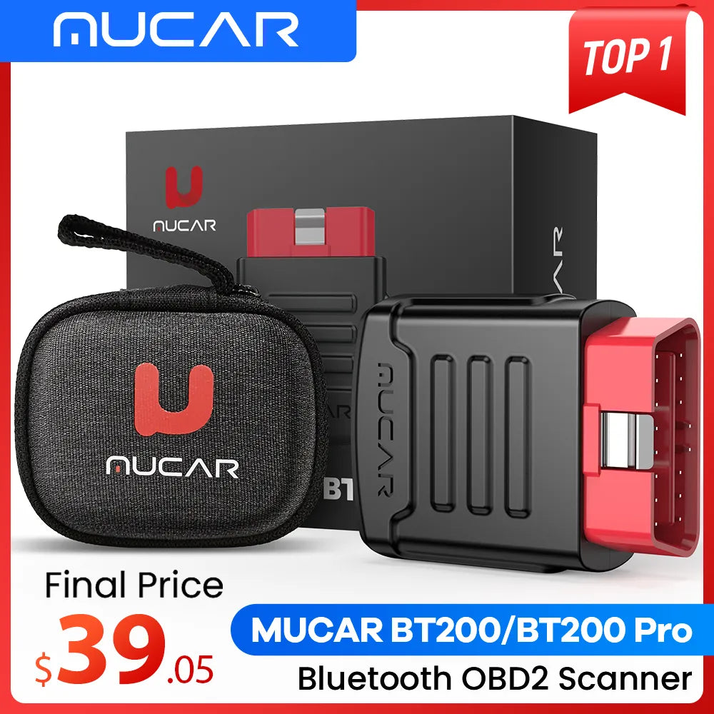 MUCAR BT200/BT200 Pro OBD2 Diagnostic Tool Full System Diagnose Oil SAS 15 Reset Bluetooth OBD 2 Code Reader Scanner for All Car