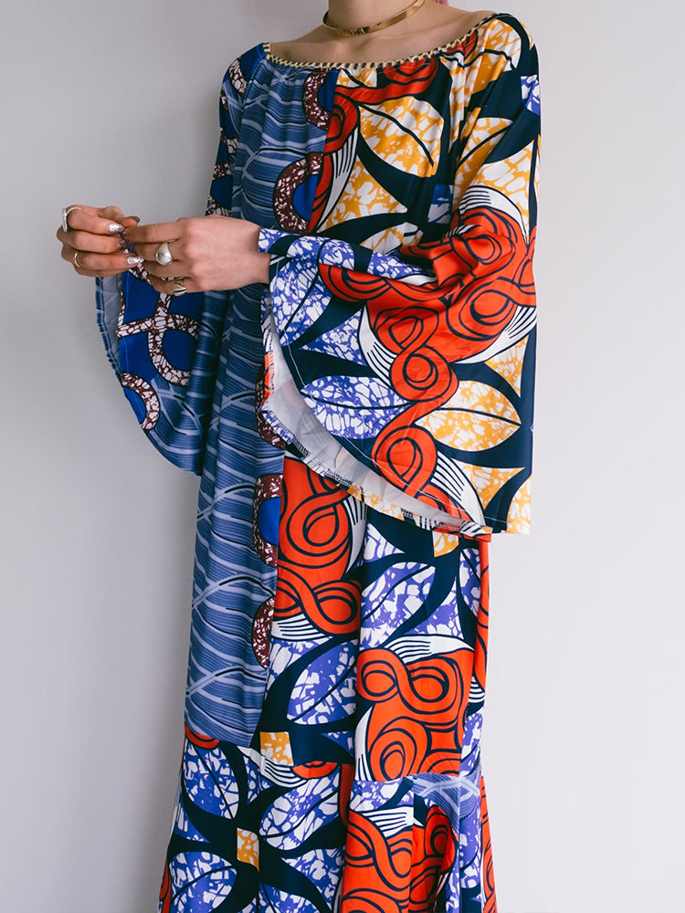 Flare Sleeve African Batik Dress