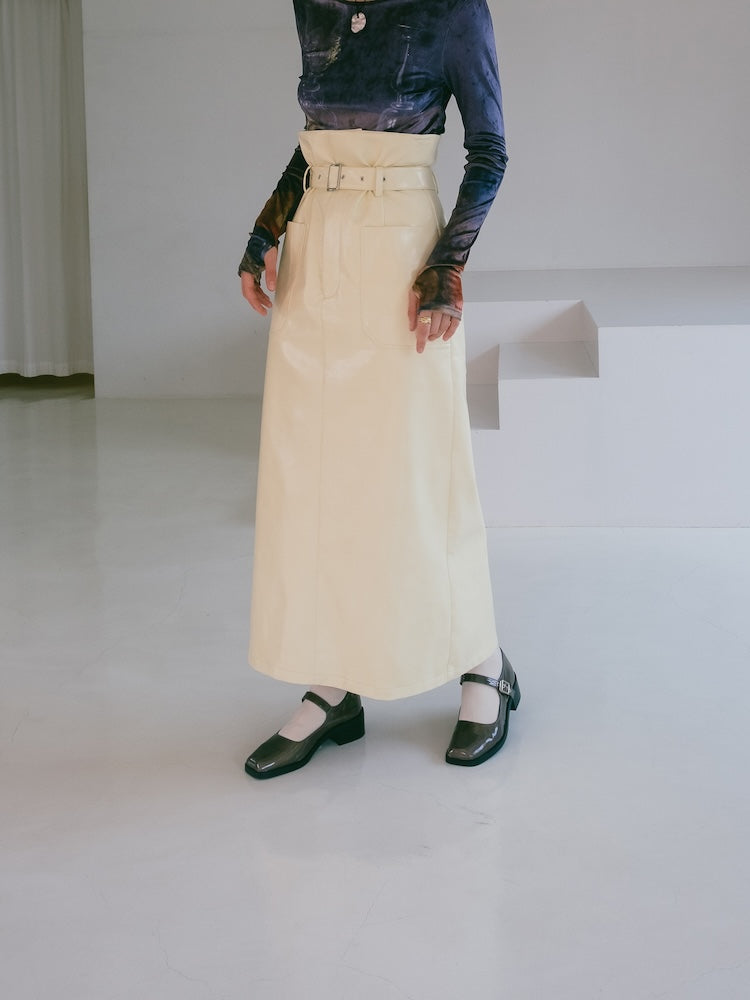 High Waist Design Leather Skirt