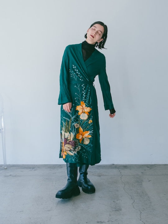 Hem Flower Green Dress Gown