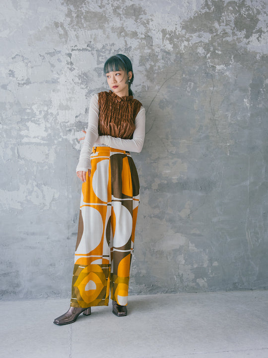 Patchwork Jacquard Pants / Orange