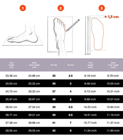 Bugatti shoe size measuring guide