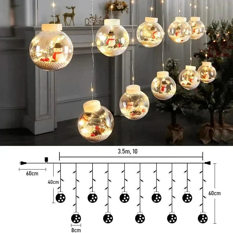 Cortina de Luzes em LED Globos Decoração de Natal 11