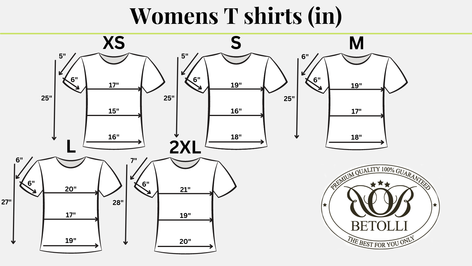 Sieviešu T-kreklu izmēru rokasgrāmata IN