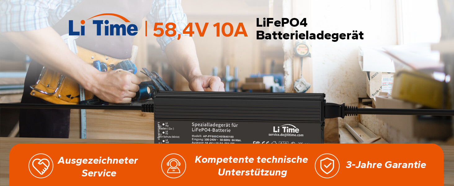 LiTime 51,2V 100Ah LiFePO4 Lithium Batterie mit 64 Zellen & 1 gratis 58,4V  10A Ladegerät🆓