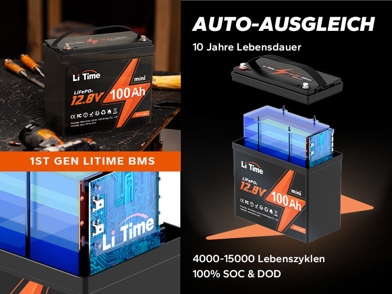 LiTime 51,2V 100Ah LiFePO4 Lithium Batterie mit 16 Zellen – LiTime-DE