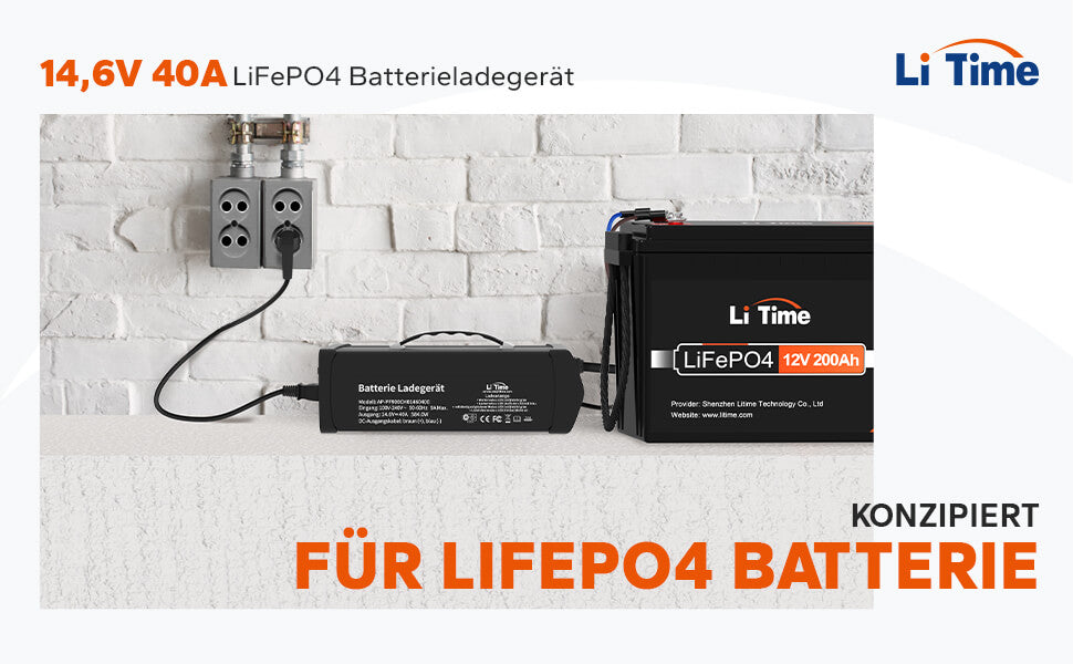 LiTime 12V 10A Batterieladegerät 14,6V AC-DC LiFePO4  Lithium-Batterie-Ladegerät mit Anderson-Anschluss LED-Anzeige Ladegerät  speziell für