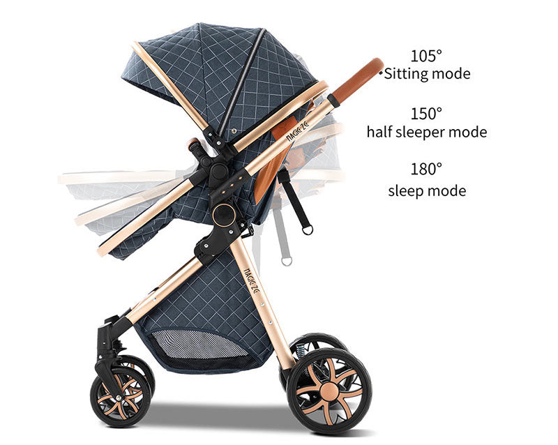 The baby stroller can sit and lie down, suitable for 0-3 years old