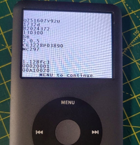 The diagnostic system information of an iPod classic.