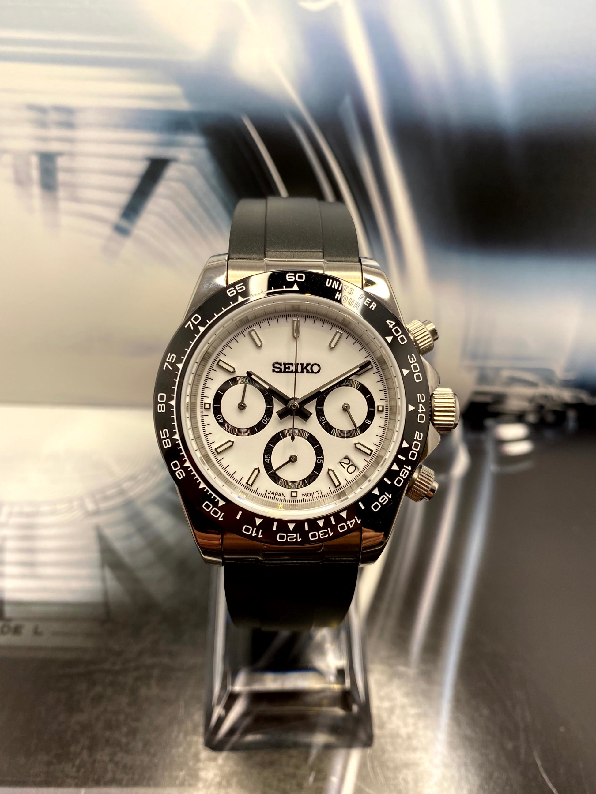 Seiko Mod Daytona Quartz Chronograph Custom Build Rubber Band – Watchmodders