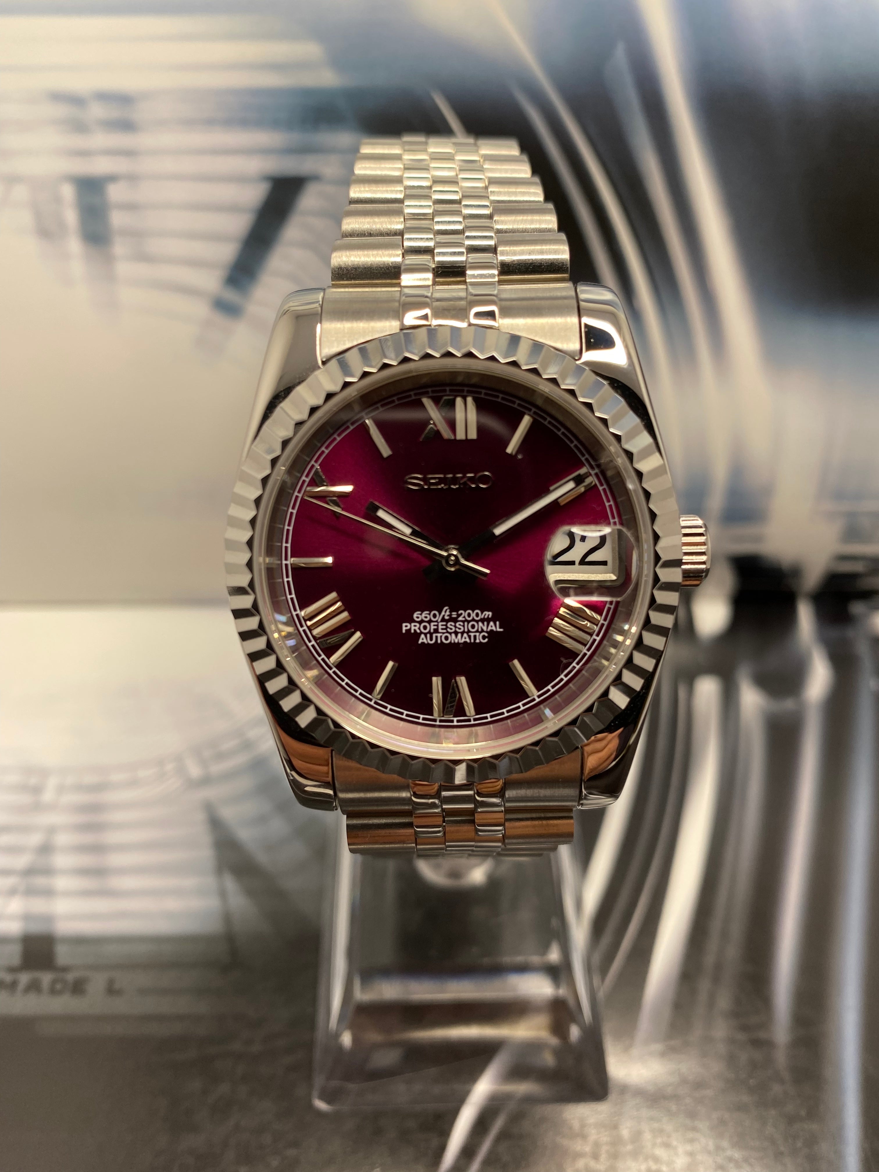 Seiko Mod 36mm Datejust Roman Numerals Jubilee band – Watchmodders