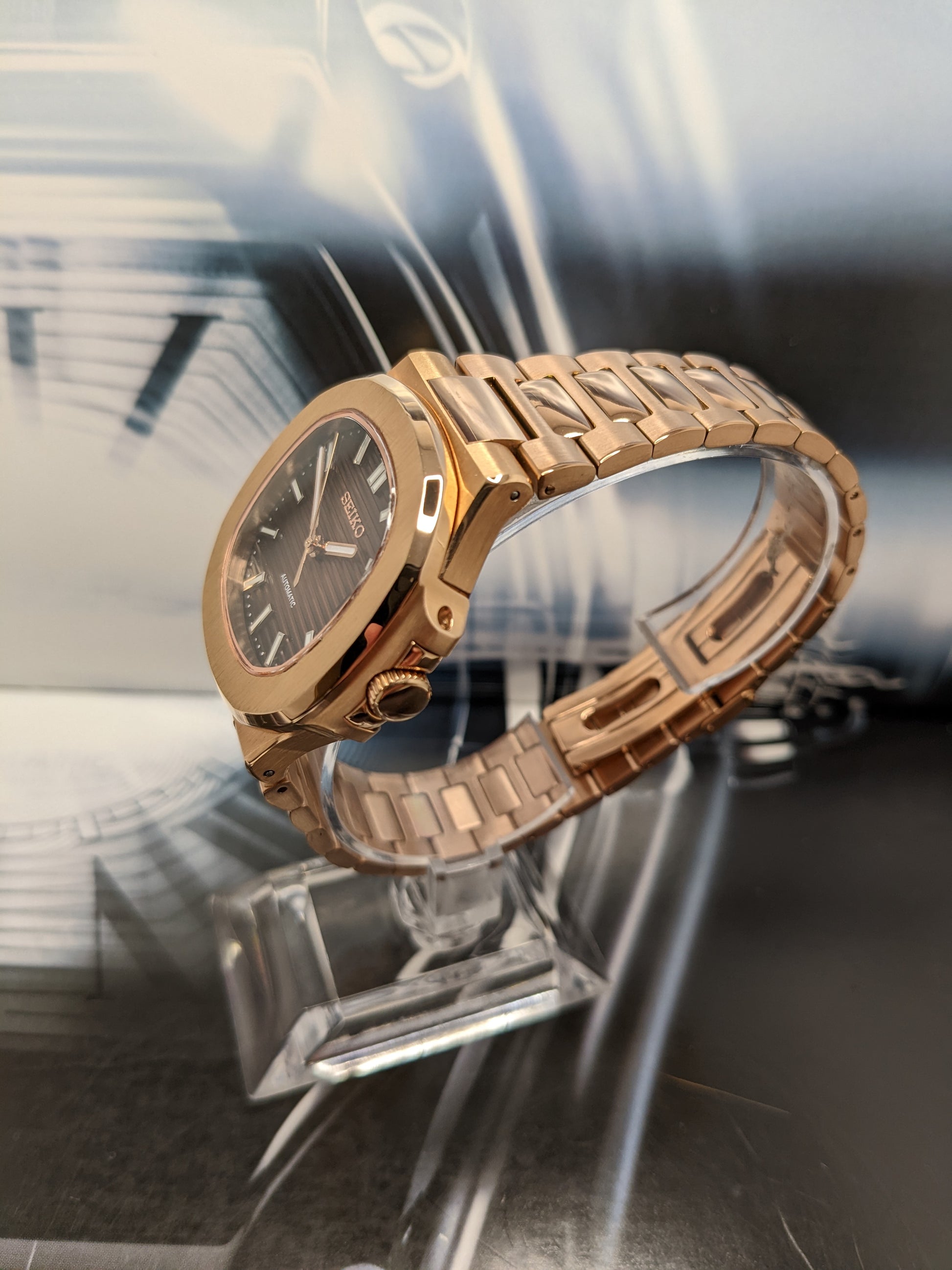 Seiko Mod Nautilus Custom Build Rose Gold – Watchmodders