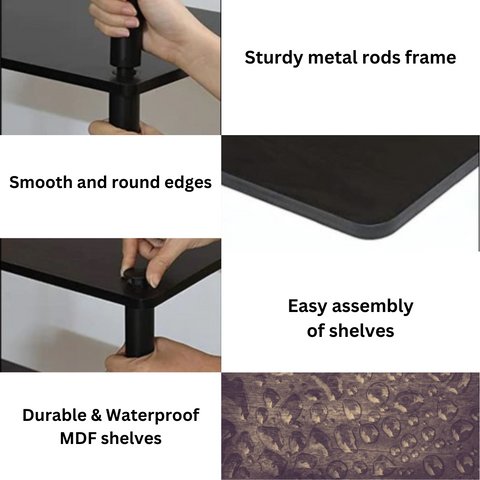 Features and specifications of the 5 Tier Espresso Black Multipurpose Corner Shelf