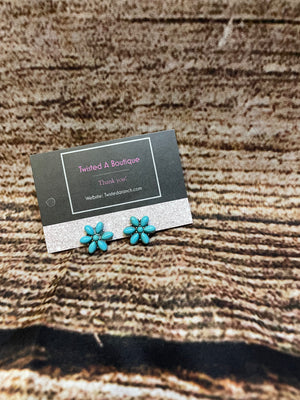 Turquoise Flower Earing - Twisted A