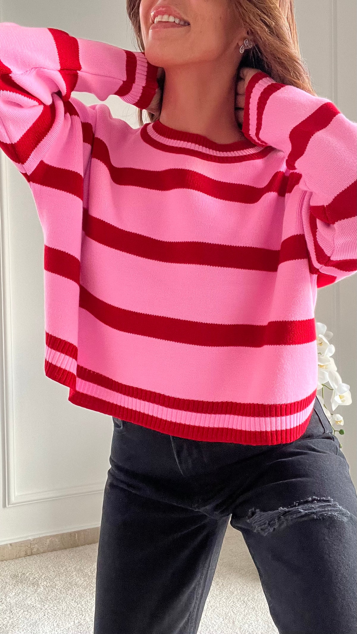 Striped Knit Sweater Eleganza Boutique Online Store