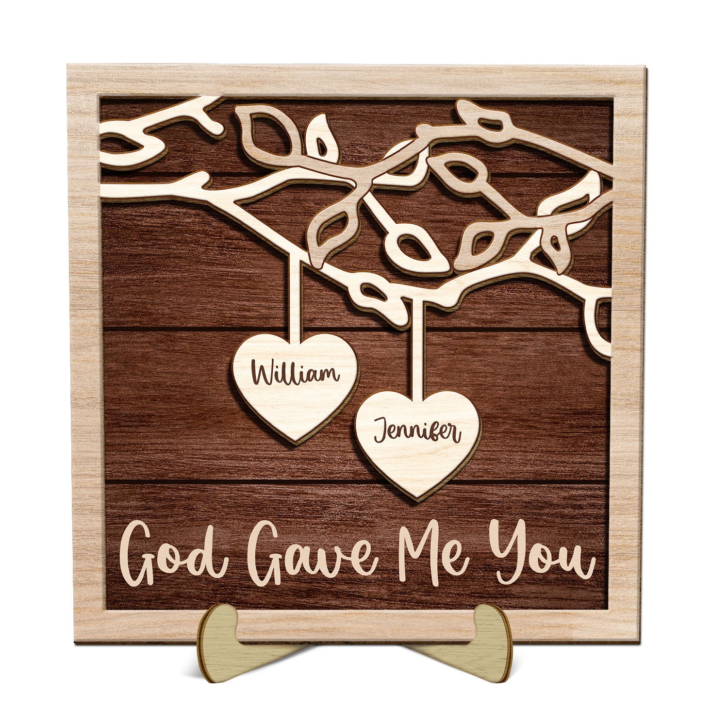 God Gave Me You - Gift For Couples, Husband, Wife - Personalized 2-Layered Wooden Plaque With Stand - Home And Decor Accessories product image