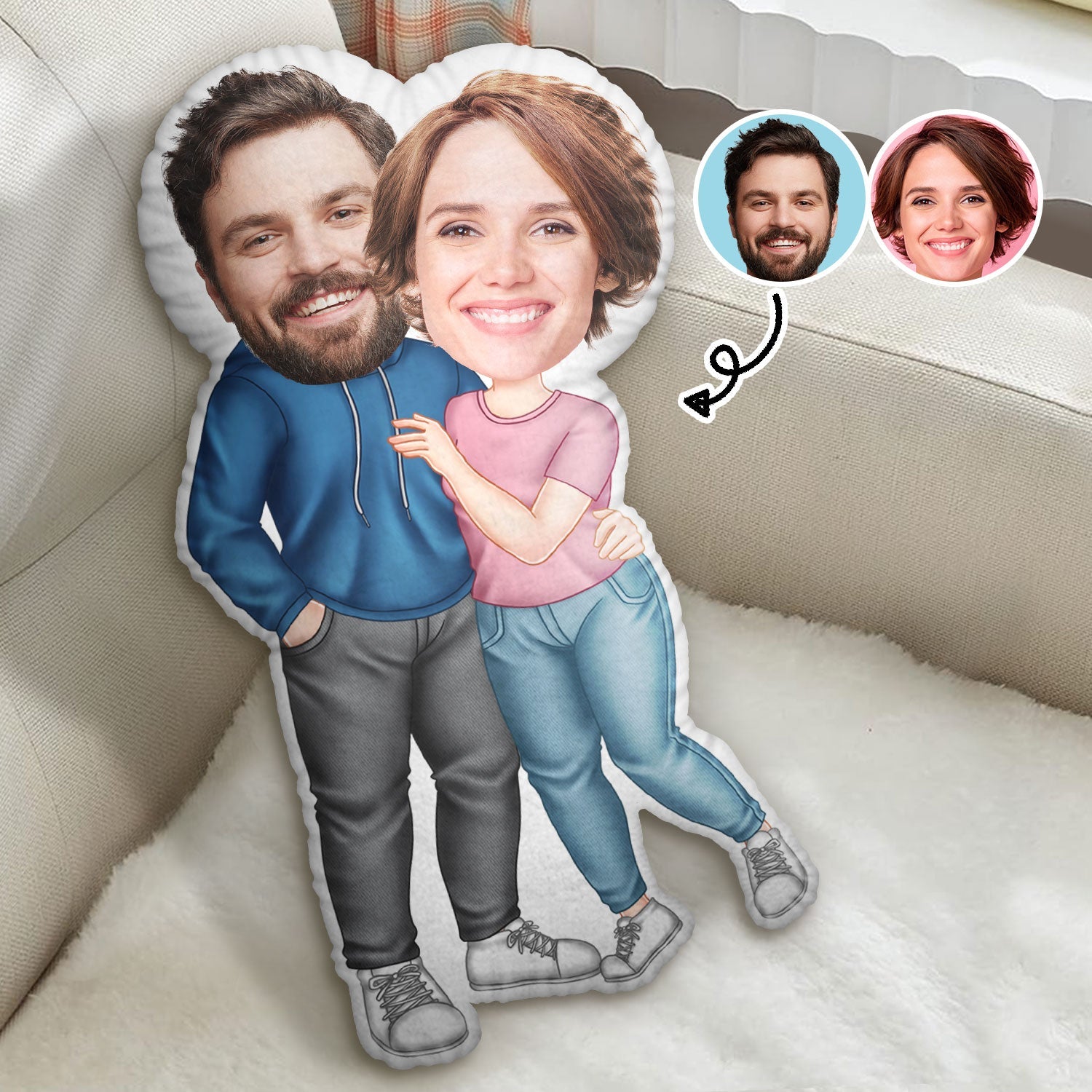 Custom Photo Funny Arm In Arm Couple - Gift For Your Lover, Husband & Wife - Personalized Custom Shaped Pillow - Home And Decor Accessories product image