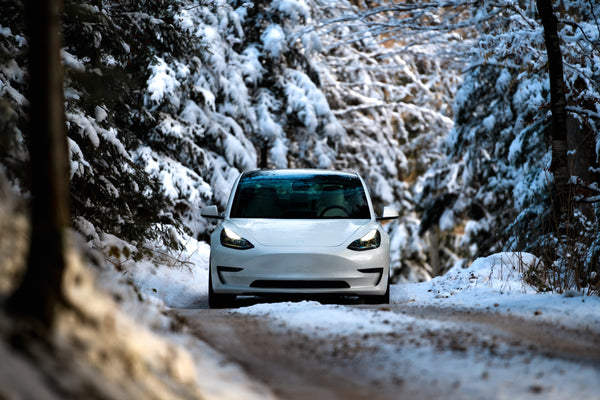 Tesla Model 3 Driving in Snow