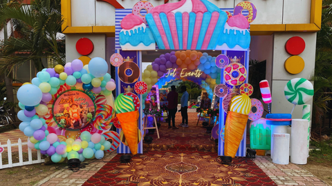 candyland theme party entry arch