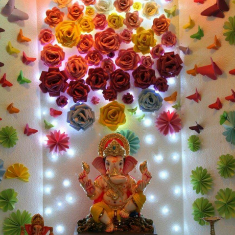 ganpati decoration using paper craft 