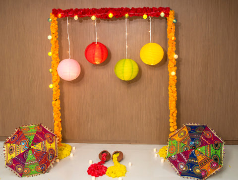 Umbrella theme decor for ganesh chaturthi