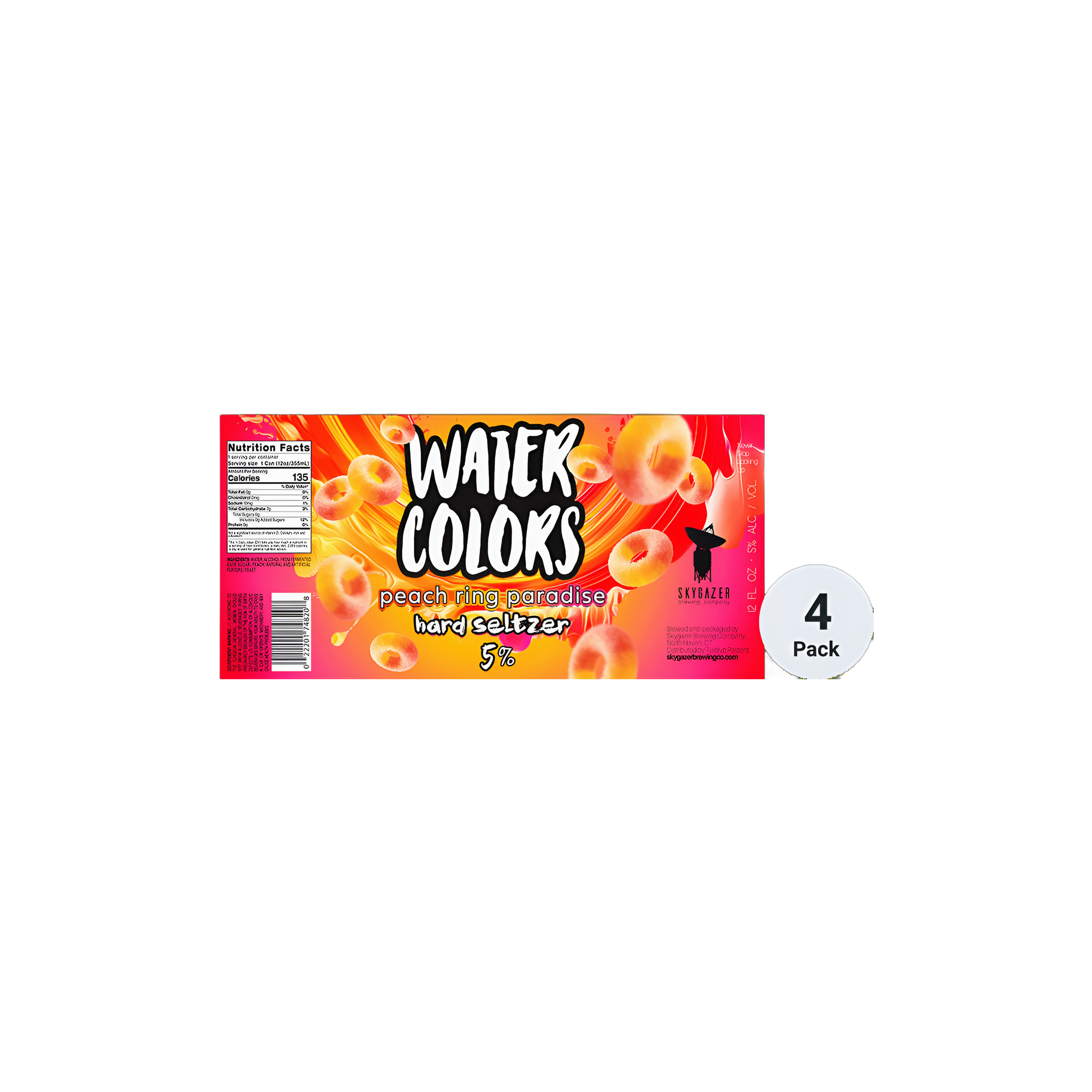 Skygazer Watercolors Peach Ring Paradise Hard Seltzer 16oz can - 1